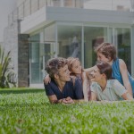 Family gathered together outside Granny Flat